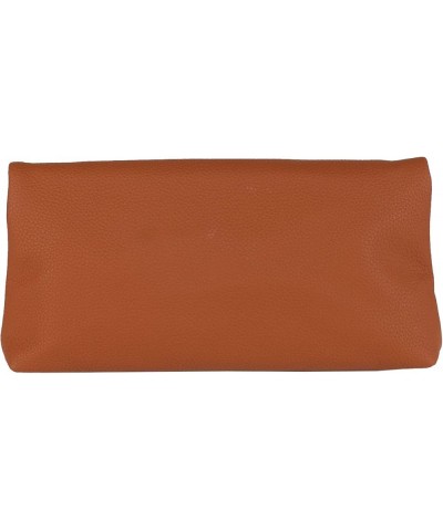 Faux Leather Oversize Foldover Clutch Tan $18.04 Clutches