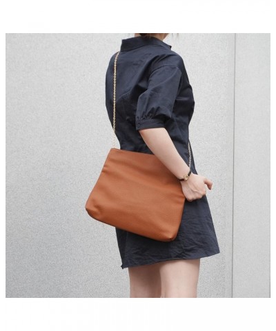 Faux Leather Oversize Foldover Clutch Tan $18.04 Clutches