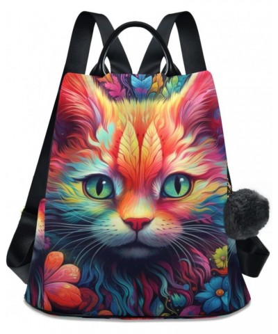 Women Backpack Purse - Brightly Magical Cat, Anti Theft Fashion Casual Daypack Shoulder Bag with Key Chain 15 inches $16.40 B...