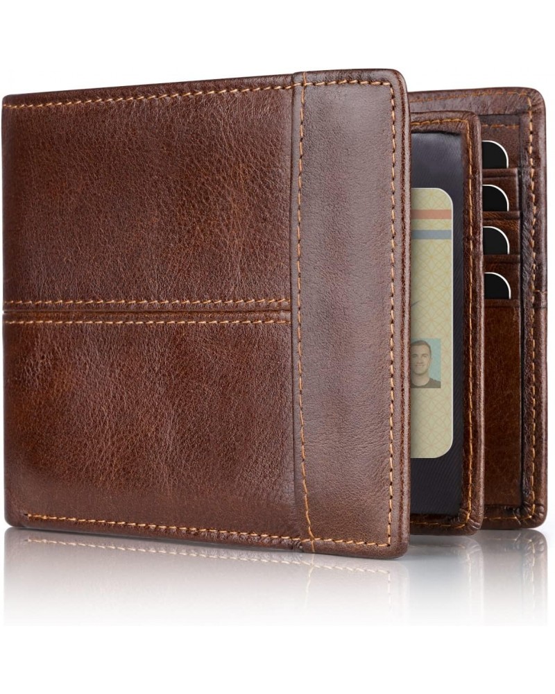 Mens Wallet RFID Genuine Leather Bifold Wallets For Men, ID Window 16 Card Holders Gift Box $26.50 Wallets