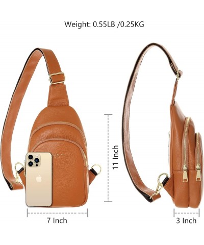 Small Sling Bag Leather Fanny Packs Fashionable Crossbody Bag Travel Chest Purses for Women Yak Leather-7006 Brown $18.81 Cro...