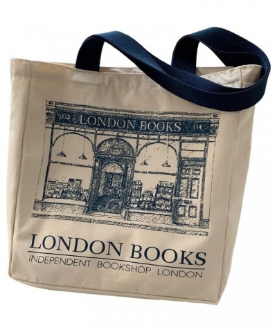 Vintage London Bookstore Canvas Tote Bag - Women's One-Shoulder Shopping Bag with Large Capacity for Daily Use and Errands $1...