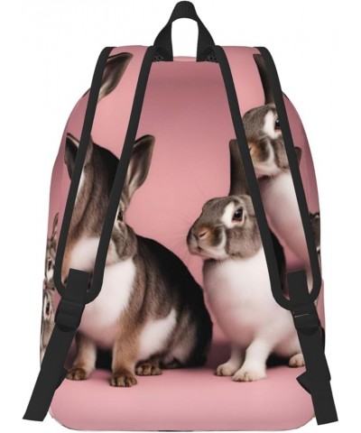 Cute Rabbits Print Lightweight Travel Canvas Backpack Casual Daypack For Men Women Work, Sports, Beach Black Small $18.01 Bac...