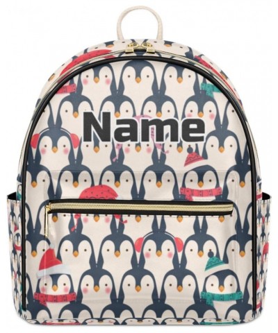 Penguins Custom Mini Backpack Purse for Women, Cute Personalized Fashion Leather Small Backpack Shoulder Handbag Travel Bag S...