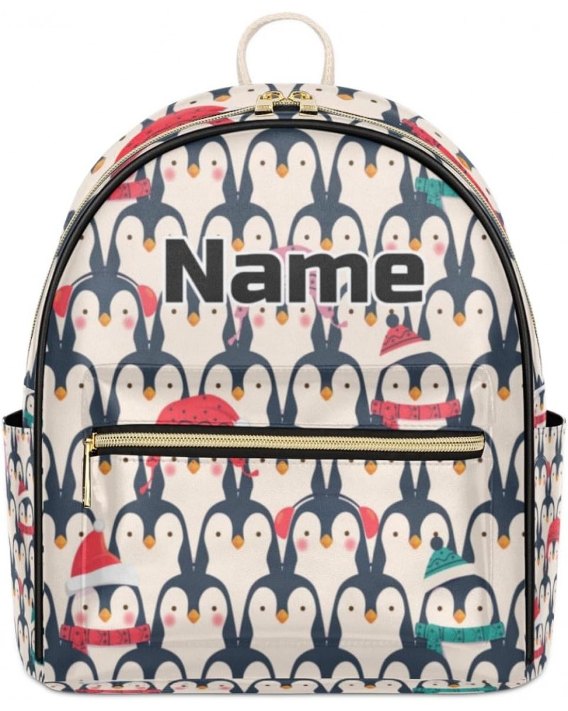 Penguins Custom Mini Backpack Purse for Women, Cute Personalized Fashion Leather Small Backpack Shoulder Handbag Travel Bag S...