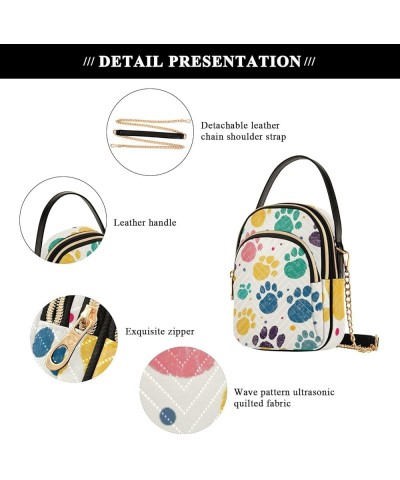 Colorful Dog Paw Print Women Crossbody Bag, Small Handbags for Women Crossbody, Fall Crossbody Purse Colorful Dog Paw Print-3...