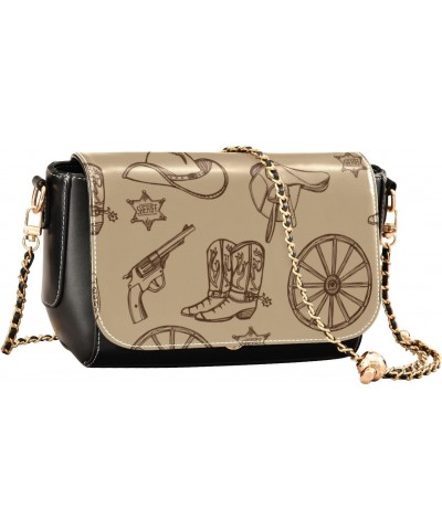 Crossbody Purse Womens Leather Over The Shoulder Purse with Adjustable Strap Chest Bag Wild West Western Scotland $19.73 Cros...