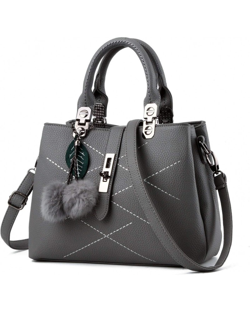 Women's Handbags Shoulder Bag Purse with Cross Body Strap, GREY $46.10 Satchels