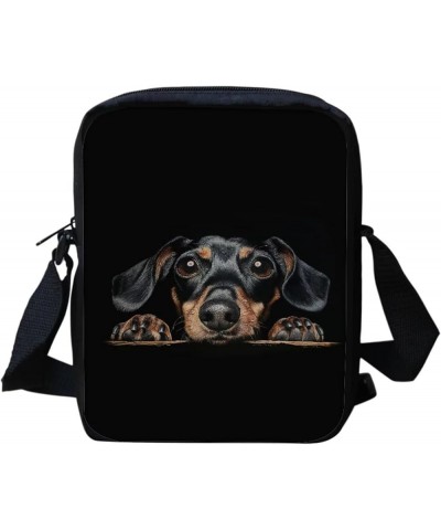 Animal Printed Mini Cross Body Bags Travel Shoulder Handbag Cellphone Pouch Black Dachshund $9.53 Crossbody Bags