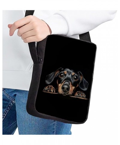 Animal Printed Mini Cross Body Bags Travel Shoulder Handbag Cellphone Pouch Black Dachshund $9.53 Crossbody Bags