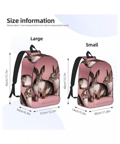 Cute Rabbits Print Lightweight Travel Canvas Backpack Casual Daypack For Men Women Work, Sports, Beach Black Small $18.01 Bac...