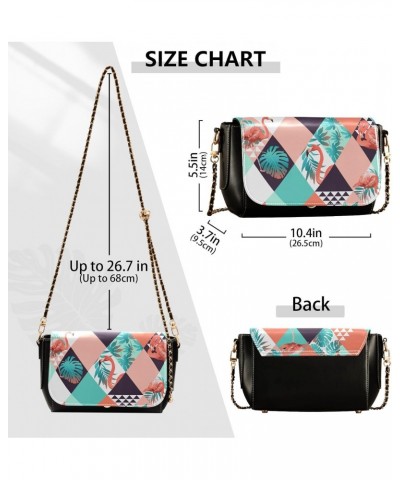 Tropical Leaves Flamingo Crossbody bags for Women Small Crossbody Purses with Chain Strap Cell Phone Purse Shoulder Bag for W...