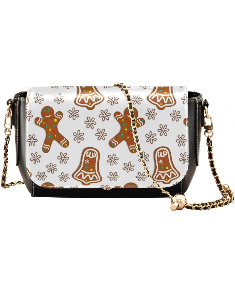 Christmas Gingerman and Bell Shoulder Bag Crossbody Womens Mini Shoulder Bag with Adjustable Strap Small Purse $21.19 Crossbo...