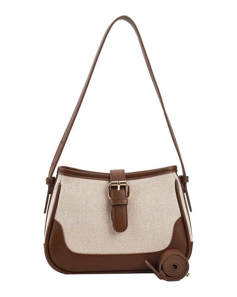 Women Leather Shoulder Bag Patchwork Fashion Tote Bag Versatile Satchel Armpit Sling Bag Fall Winter Purse Coffee $25.17 Cros...