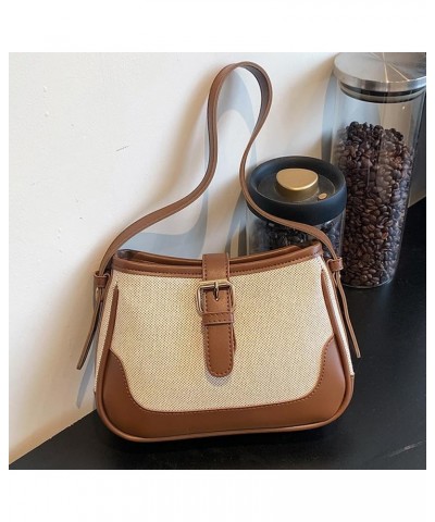 Women Leather Shoulder Bag Patchwork Fashion Tote Bag Versatile Satchel Armpit Sling Bag Fall Winter Purse Coffee $25.17 Cros...