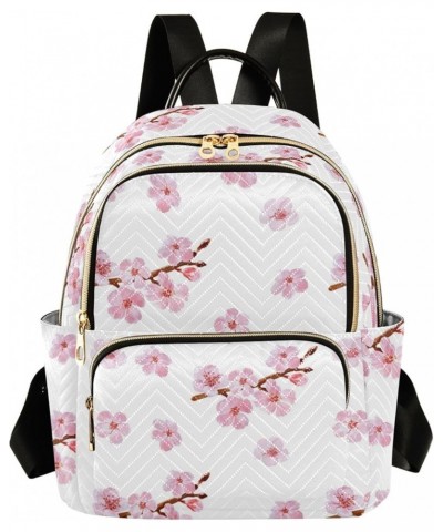 Travel Backpack Purse for Women Fashion Anti-theft Work Casual Pink Cherry Blossom Flowers Daypack Shoulder Bag Medium Size S...