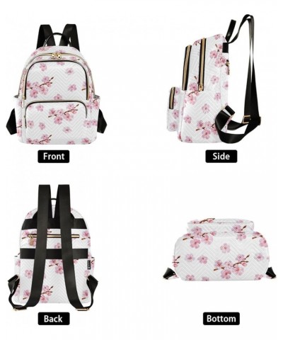 Travel Backpack Purse for Women Fashion Anti-theft Work Casual Pink Cherry Blossom Flowers Daypack Shoulder Bag Medium Size S...