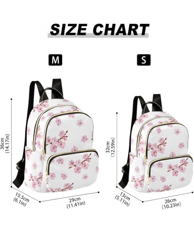 Travel Backpack Purse for Women Fashion Anti-theft Work Casual Pink Cherry Blossom Flowers Daypack Shoulder Bag Medium Size S...