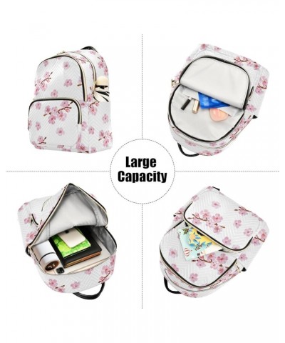 Travel Backpack Purse for Women Fashion Anti-theft Work Casual Pink Cherry Blossom Flowers Daypack Shoulder Bag Medium Size S...