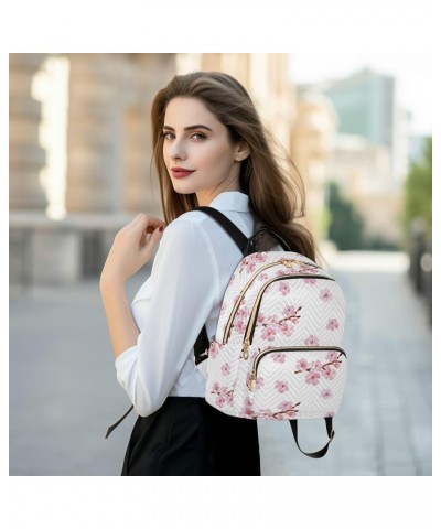 Travel Backpack Purse for Women Fashion Anti-theft Work Casual Pink Cherry Blossom Flowers Daypack Shoulder Bag Medium Size S...