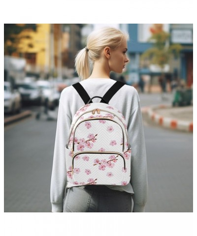 Travel Backpack Purse for Women Fashion Anti-theft Work Casual Pink Cherry Blossom Flowers Daypack Shoulder Bag Medium Size S...