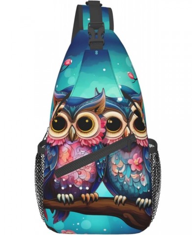 Cute Owl Rose Sling Bag for Women Men, Flower Bird Crossbody Sling Backpack, Shoulder Chest Pack for Travel Casual Hiking $16...