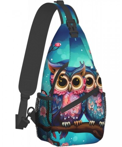 Cute Owl Rose Sling Bag for Women Men, Flower Bird Crossbody Sling Backpack, Shoulder Chest Pack for Travel Casual Hiking $16...