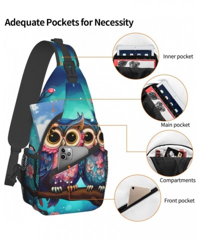 Cute Owl Rose Sling Bag for Women Men, Flower Bird Crossbody Sling Backpack, Shoulder Chest Pack for Travel Casual Hiking $16...