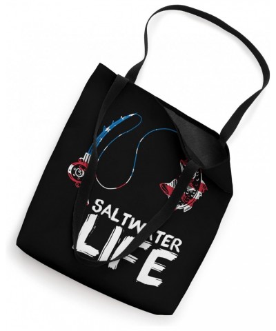 Saltwater Life US Flag Fishing Rod Bass Fishing Fish Catcher Tote Bag $11.65 Totes