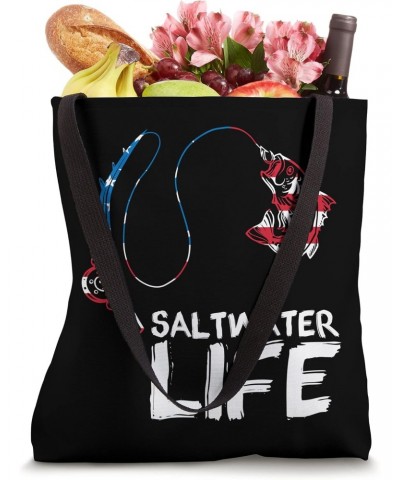 Saltwater Life US Flag Fishing Rod Bass Fishing Fish Catcher Tote Bag $11.65 Totes