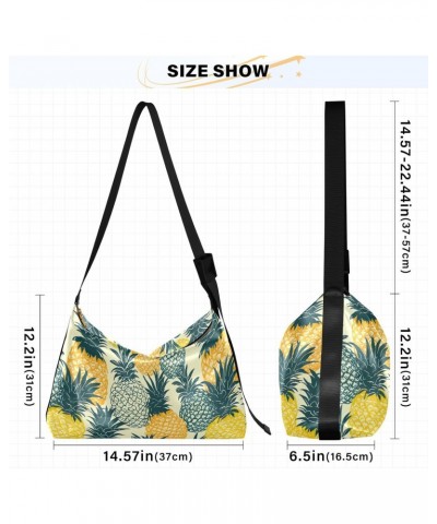 Yellow Pineapples Fruit Hobo Bags for Women Handbag Shoulder Bag Purses Leather Crossbody Bag for Work GiftsTravel $16.50 Hob...