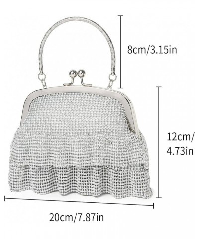 Rhinestone Evening Bag for Women Bling Top Handle Clutch Crystal Tassel Purse Party Prom Handbag for Wedding, Silver 2-silver...